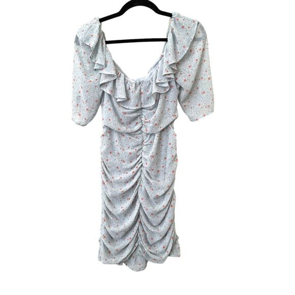 ASTR THE LABEL Ruffle Neck Ruched Mini Dress Sz M - Picture 4 of 5